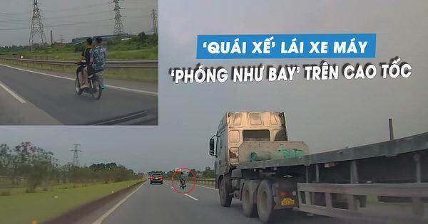 Bức xúc hai thanh niên đầu trần, lái xe máy ‘phóng như bay’ trên cao tốc