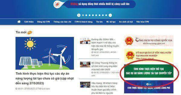 Công khai, minh bạch thông tin tình hình thực hiện thủ tục các dự án năng lượng tái tạo chuyển tiếp