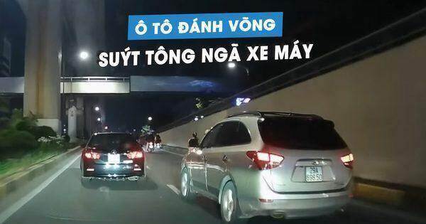 Ô tô con chạy ẩu, đánh võng ‘như rang lạc’ tông trúng xe máy trên phố