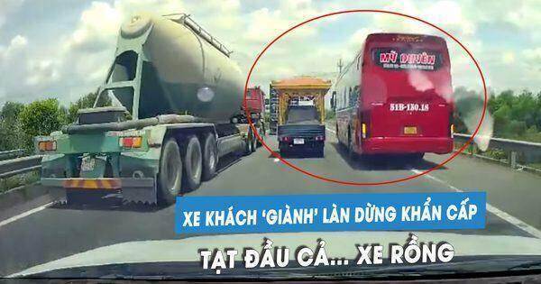 Xe khách ‘cướp’ làn dừng khẩn cấp, chèn đường cả… xe rồng trên cao tốc Xe khách ‘cướp’ làn dừng khẩn cấp, chèn đường cả… xe rồng trên cao tốc