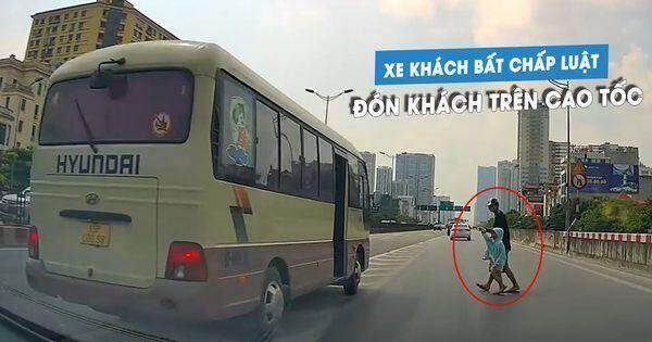 Xe khách xem thường luật, dừng đón khách trên cao tốc suýt gây tai nạn