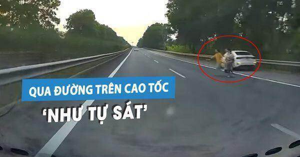 Kinh hoàng người phụ nữ dắt 3 trẻ em băng qua cao tốc, suýt gây tai nạn