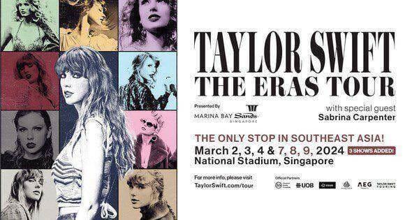 Singapore là điểm dừng chân duy nhất tại ĐNA của Taylor Swift|The Eras Tour trong năm 2024, đặc quyền mua vé sớm cho chủ thẻ ngân hàng UOB