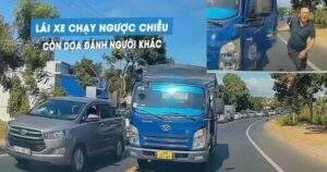 Lái xe tải chạy ngược chiều, tài xế còn chửi bới đòi hành hung người khác Lái xe tải chạy ngược chiều, tài xế còn chửi bới đòi hành hung người khác