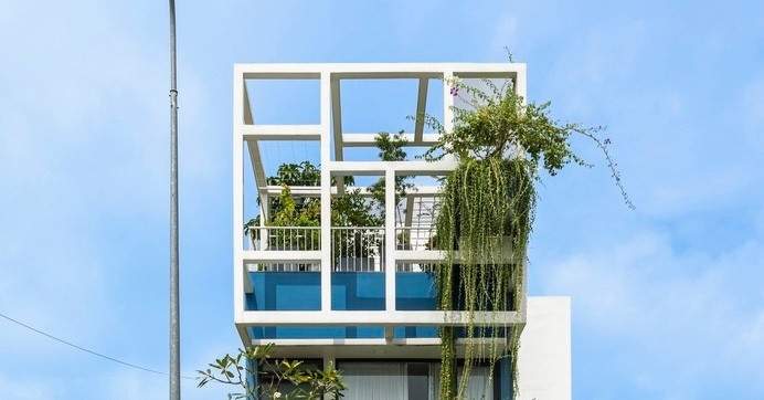 Nhà phố nhiều màu xanh có cả cây to trên tầng Nhà phố nhiều màu xanh có cả cây to trên tầng