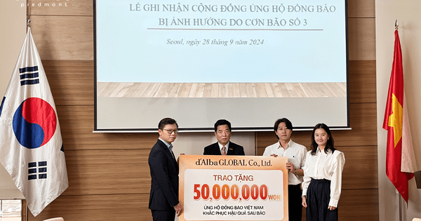 Mỹ phẩm Hàn Quốc d’Alba ủng hộ 1 tỉ đồng giúp khắc phục hậu quả bão Yagi Mỹ phẩm Hàn Quốc d’Alba ủng hộ 1 tỉ đồng giúp khắc phục hậu quả bão Yagi