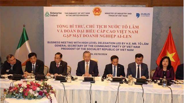 Tổng Bí thư, Chủ tịch nước mong muốn doanh nghiệp Ireland tiếp tục đầu tư mạnh mẽ hơn tại Việt Nam Tổng Bí thư, Chủ tịch nước mong muốn doanh nghiệp Ireland tiếp tục đầu tư mạnh mẽ hơn tại Việt Nam