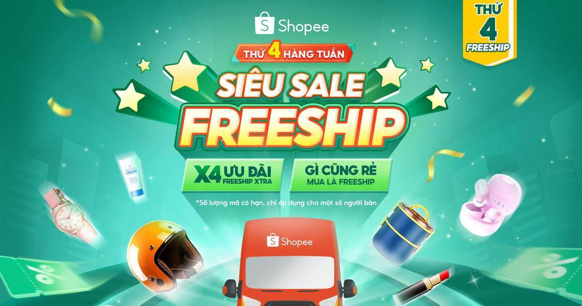 Nhiều ưu đãi mua sắm Tết trên Shopee với Thứ 4 – Siêu Sale Freeship