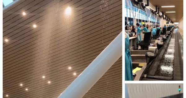 Nhà ga T3 Tân Sơn Nhất bị dột, nước dội xuống sàn