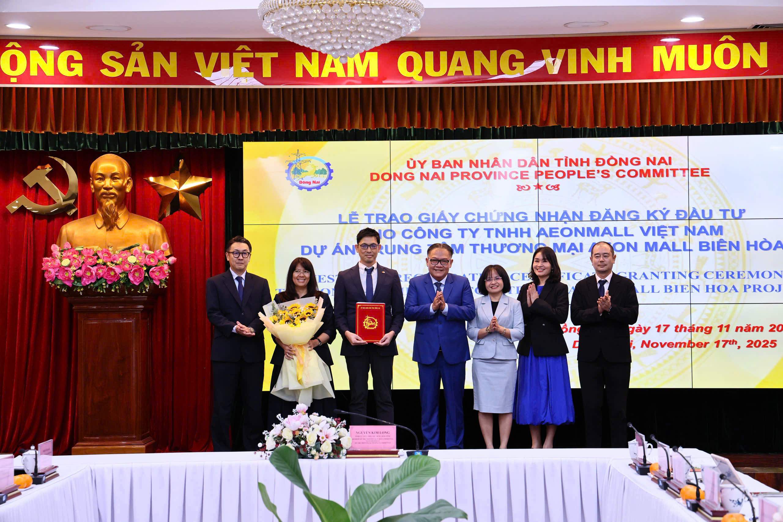 Đồng Nai trao giấy chứng nhận đầu tư cho dự án Aeon Mall Biên Hòa hơn 6.000 tỷ