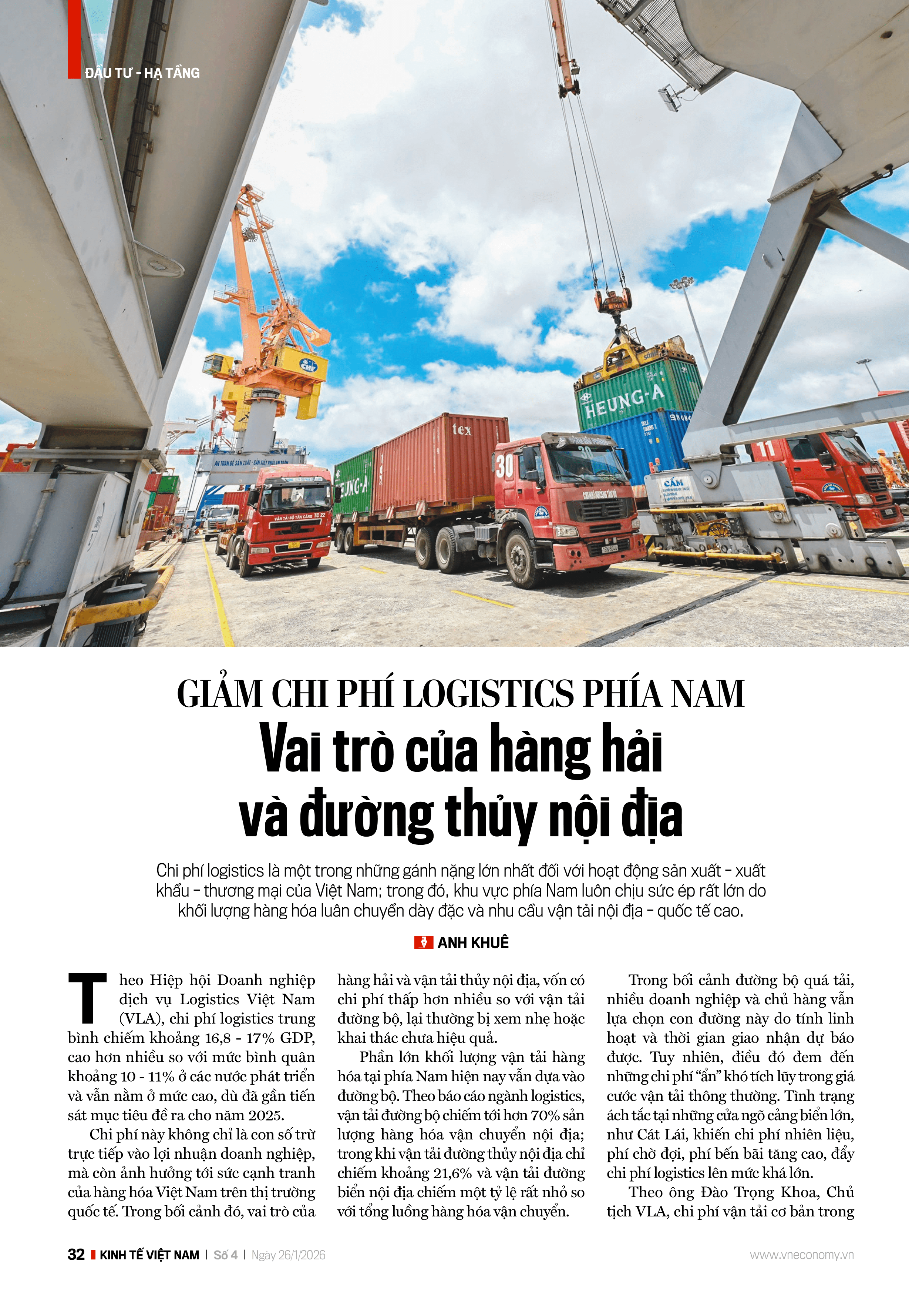 Giảm chi phí logistics phía Nam: Vai trò của hàng hải và đường thủy nội địa