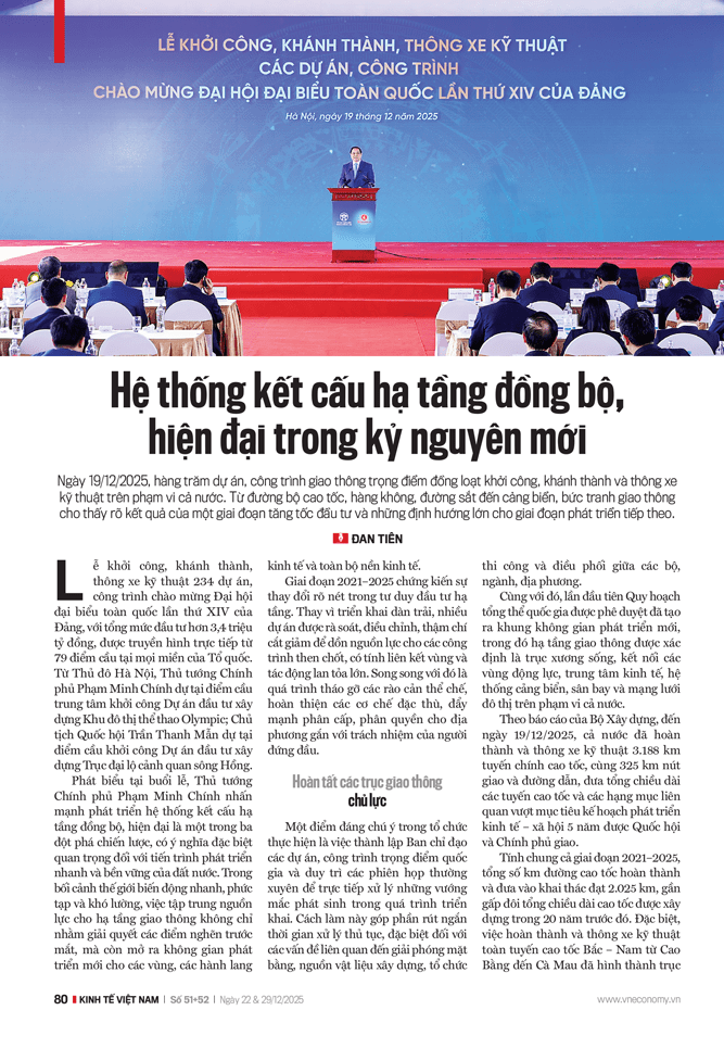 Hệ thống kết cấu hạ tầng đồng bộ, hiện đại trong kỷ nguyên mới