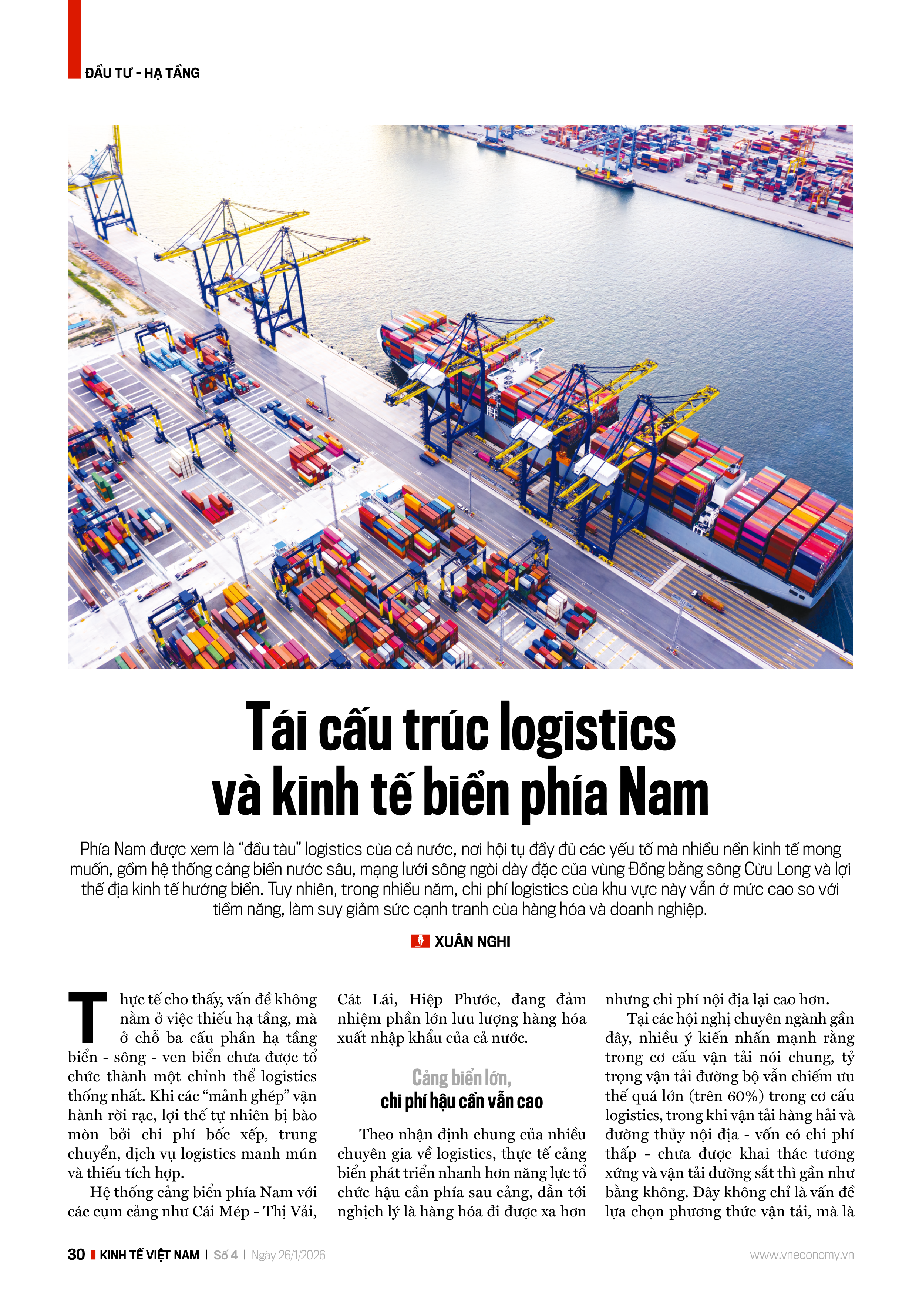 Tái cấu trúc logistics và kinh tế biển phía Nam