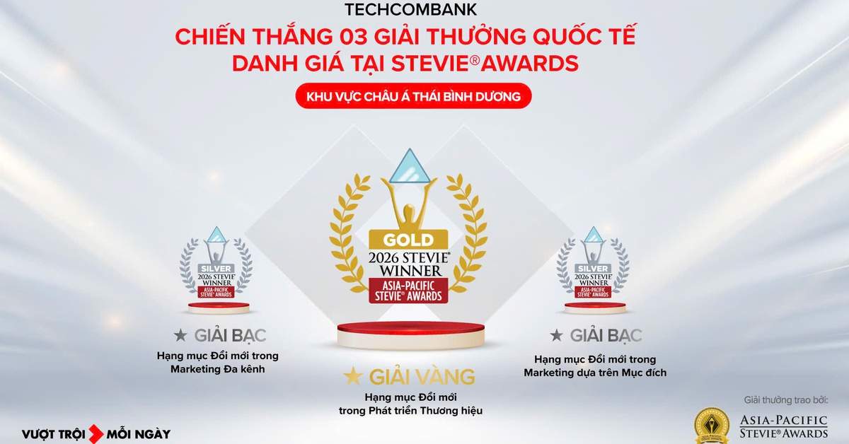 Vượt hơn 1.000 đề cử, Techcombank xác lập “hat-trick” Giải Vàng Stevie® Awards Châu Á – Thái Bình Dương