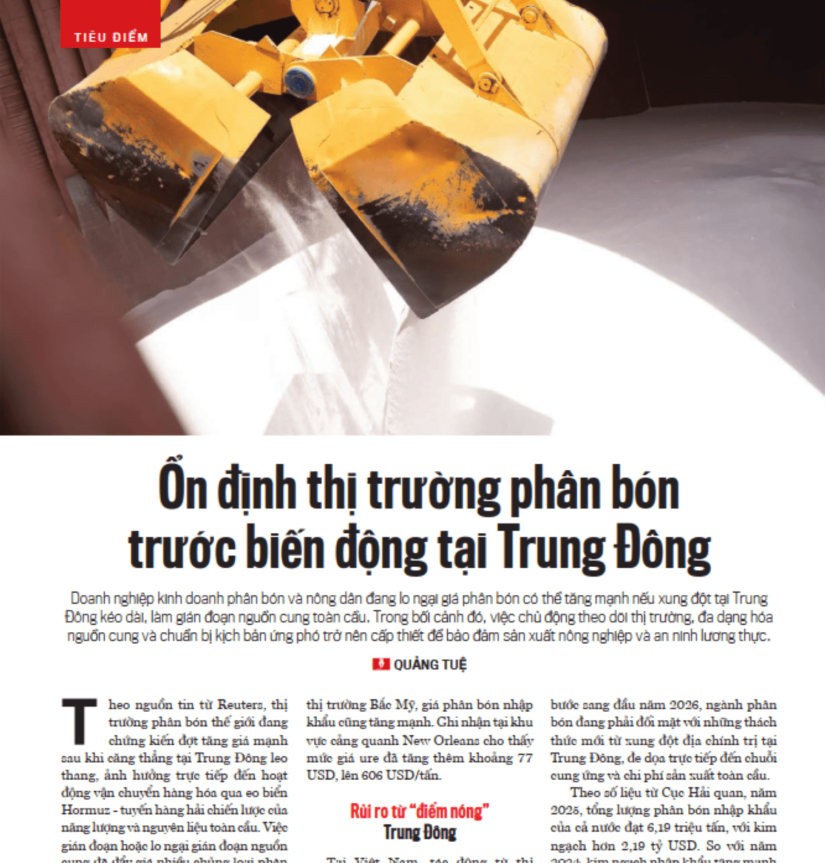 Ổn định thị trường phân bón trước biến động tại Trung Đông