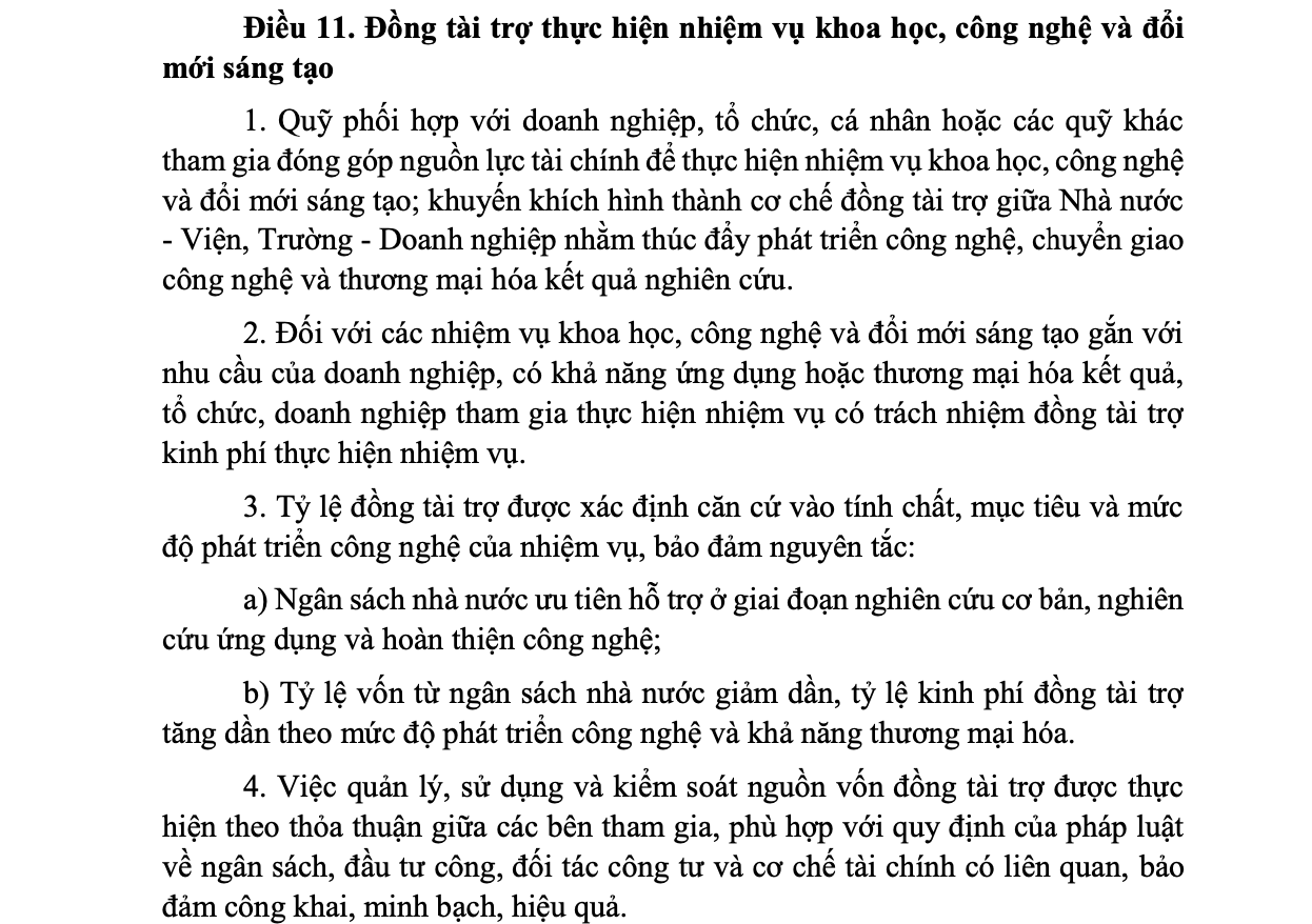 Cơ chế mới cho Quỹ phát triển khoa học, công nghệ và đổi mới sáng tạo