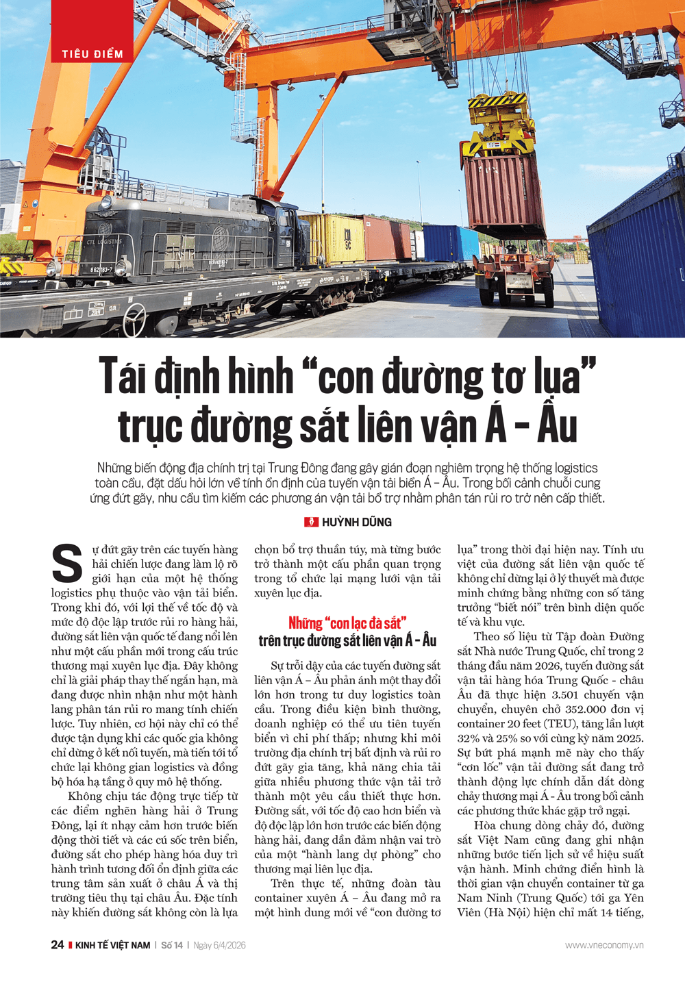 Tuyến đường sắt liên vận Á – Âu: "Con đường tơ lụa" mới của thời đại