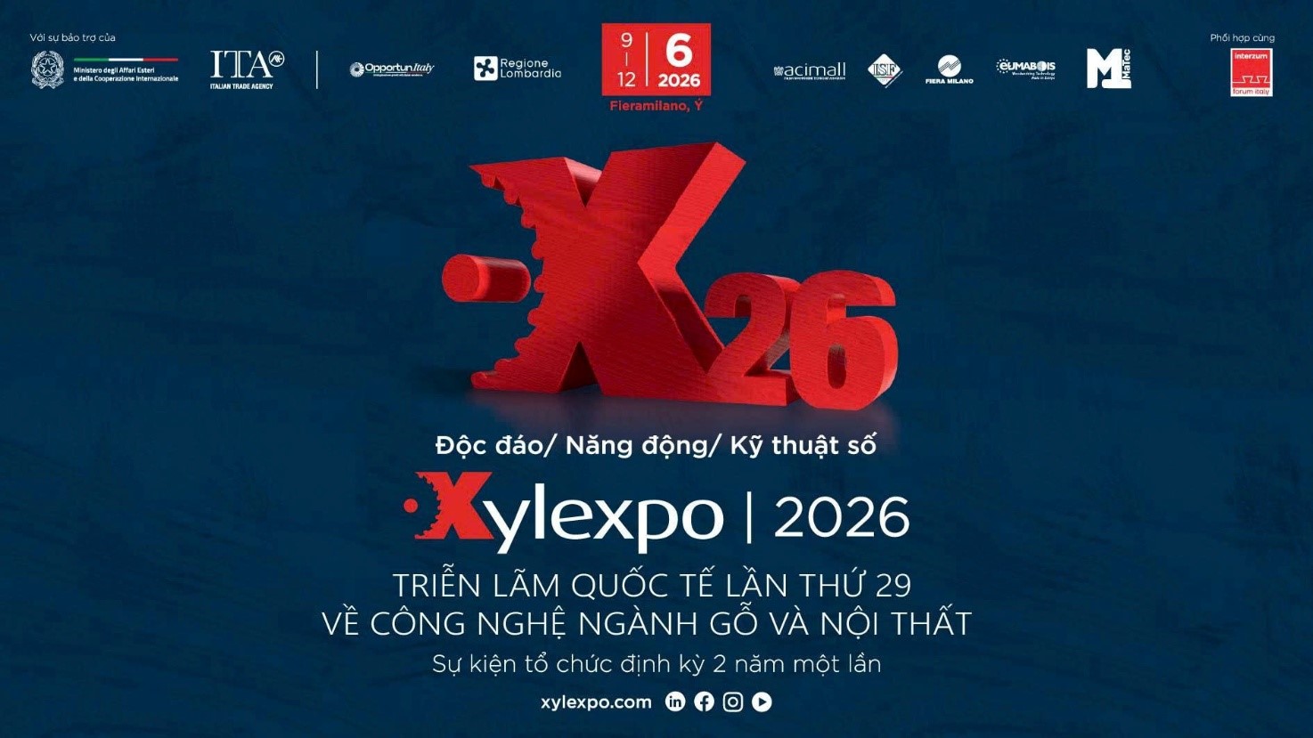 Xylexpo 2026: Điểm hẹn công nghệ gỗ và nội thất toàn cầu trở lại vào tháng 6 tới tại Ý