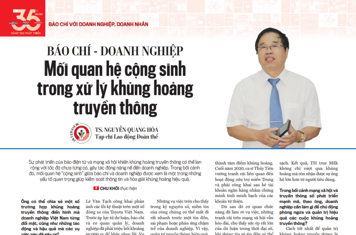 Báo chí – doanh nghiệp: Mối quan hệ cộng sinh trong xử lý khủng hoảng truyền thông Báo chí – doanh nghiệp: Mối quan hệ cộng sinh trong xử lý khủng hoảng truyền thông